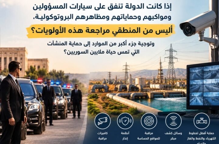ضررة توجيه الموارد إلى كاميرات المراقبة، أنظمة الإنذار، الكشف المبكر، مراقبة المواقع الحساسة، وحماية خطوط الكهرباء والنفط والغاز والمياه.